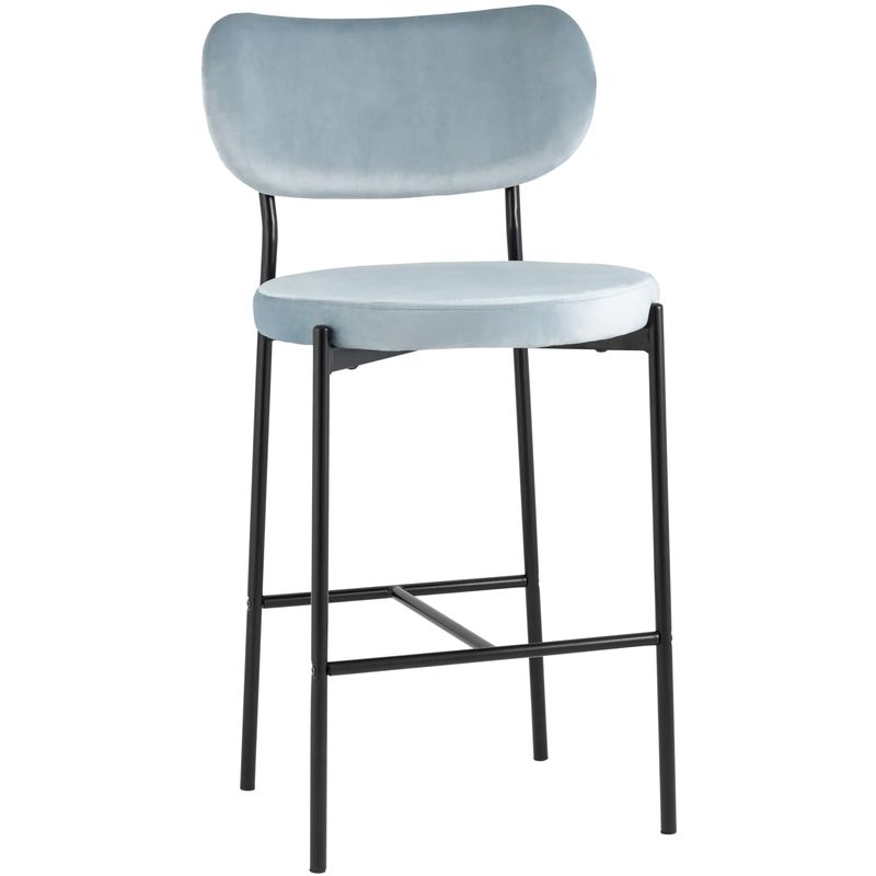 Барный Стул Alfie Chair Черные ножки Голубой Велюр Голубой Черный Барный Стул Alfie Chair Черные ножки Голубой Велюр Голубой Черный в Липецке | Loft Concept