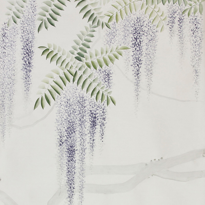 Обои в японском стиле Wisteria Lavender on Natural Mica metallic silk Обои в японском стиле Wisteria Lavender on Natural Mica metallic silk в Липецке | Loft Concept