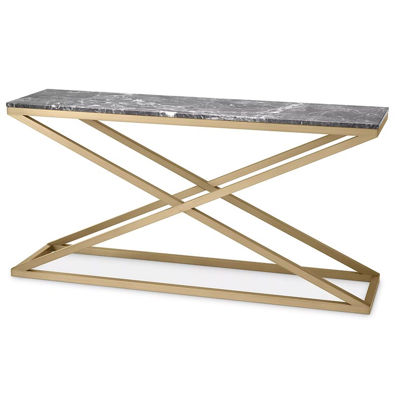 Консоль Eichholtz Console Table Criss Cross Латунь Серый Консоль Eichholtz Console Table Criss Cross Латунь Серый в Липецке | Loft Concept