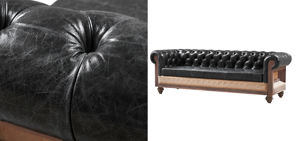 Диван Deconstructed Chesterfield Sofa triple Black leather Диван Deconstructed Chesterfield Sofa triple Black leather - Loft-Concept в Липецке