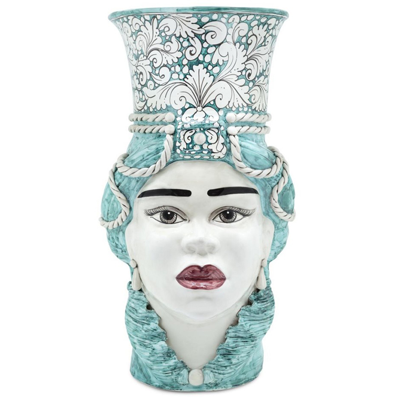 Ваза Vase Moro Lady Giant Ornate Malachite Бирюзовый Белый Ваза Vase Moro Lady Giant Ornate Malachite Бирюзовый Белый в Липецке | Loft Concept