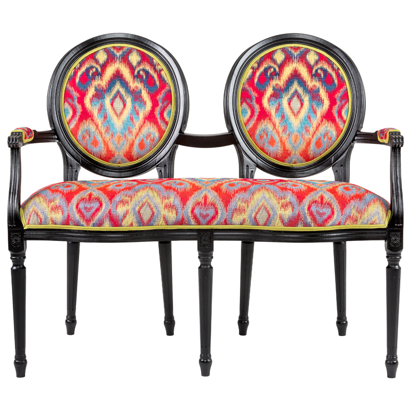 Диванетка Ikat Pattern Черная Черный Красный Мульти Диванетка Ikat Pattern Черная Черный Красный Мульти в Липецке | Loft Concept