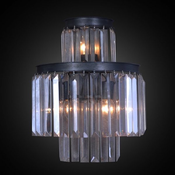 Бра RH 1920s Odeon Clear Glass Fringe Bra - 3 rings Черный Бра RH 1920s Odeon Clear Glass Fringe Bra - 3 rings Черный в Липецке | Loft Concept