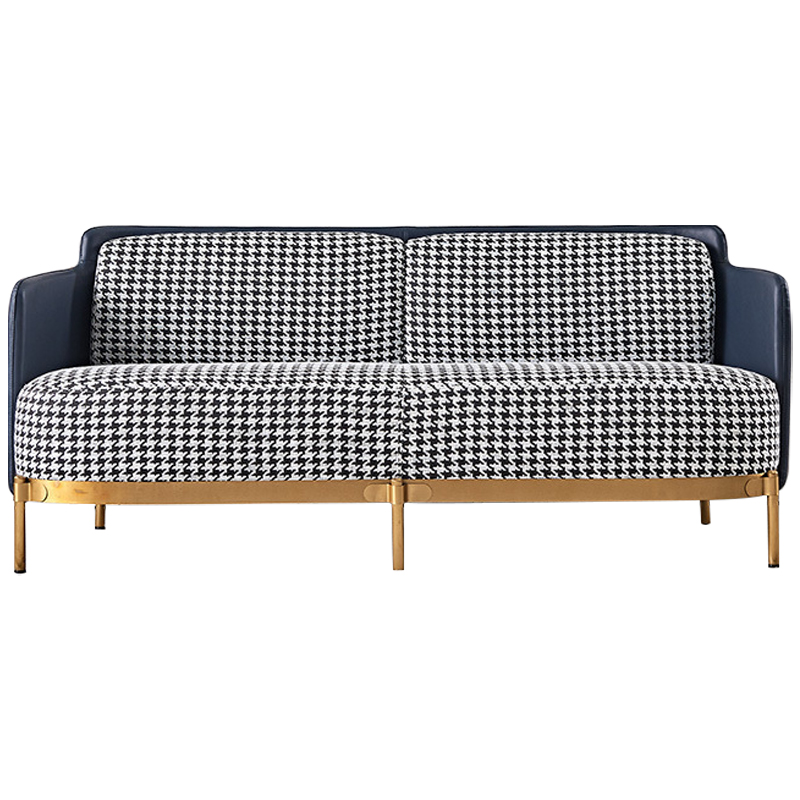 Диван Pied de Poule Blue Sofa Черно-белый Синий Латунь Диван Pied de Poule Blue Sofa Черно-белый Синий Латунь в Липецке | Loft Concept