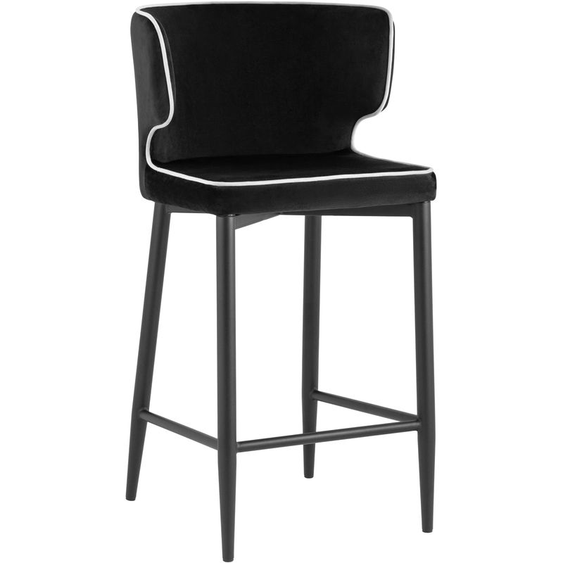 Стул Полубарный Chair посадка 65 см Черный Велюр с Белым кантом Черный Белый Стул Полубарный Chair посадка 65 см Черный Велюр с Белым кантом Черный Белый в Липецке | Loft Concept