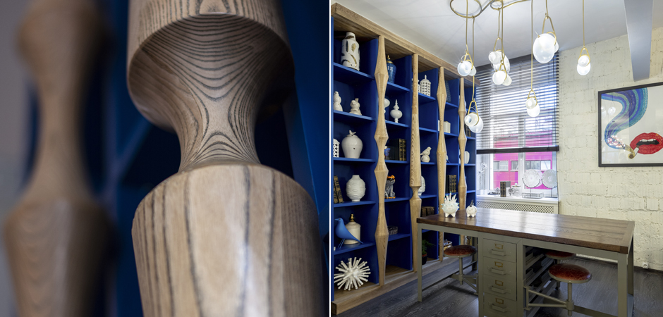 Стеллаж Oak Columns & Blue Стеллаж Oak Columns & Blue - Loft-Concept в Липецке
