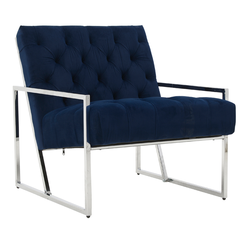 Кресло Ibbie Chair blue Темно-синий Хром Кресло Ibbie Chair blue Темно-синий Хром в Липецке | Loft Concept