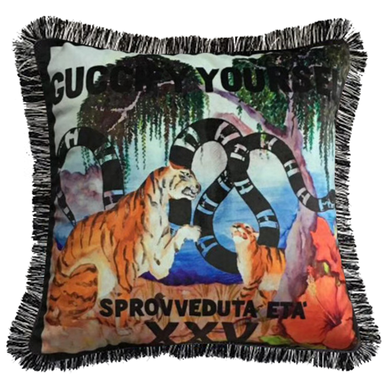 Декоративная подушка Cтиль Gucci Tigers Мульти Декоративная подушка Cтиль Gucci Tigers Мульти в Липецке | Loft Concept
