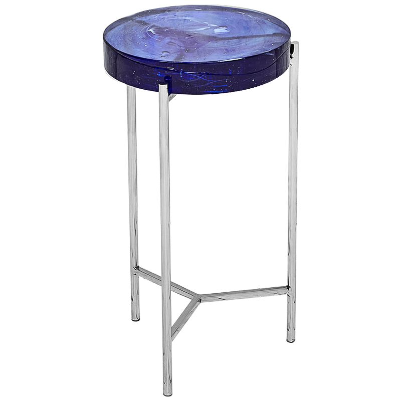 Приставной стол Blue Lollipop Side Table Синий Никель Приставной стол Blue Lollipop Side Table Синий Никель в Липецке | Loft Concept