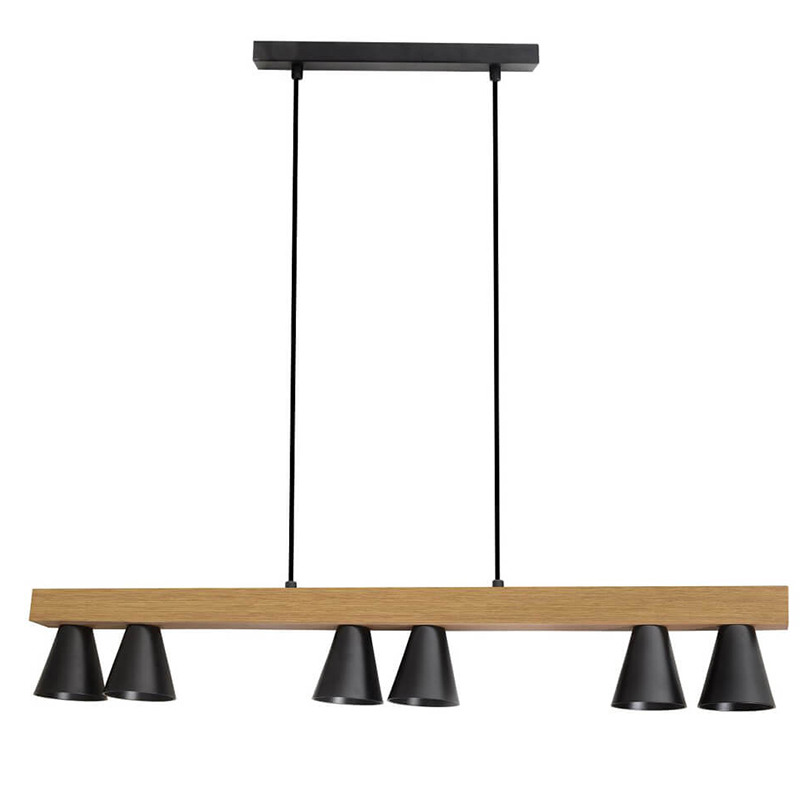 Люстра Marius Cone Linear Chandelier Черный Древесина Люстра Marius Cone Linear Chandelier Черный Древесина в Липецке | Loft Concept