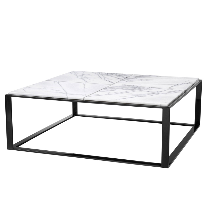 Кофейный стол Eichholtz Coffee Table San Ramon Черный Белый Мрамор Bianco в Липецке | Loft Concept 