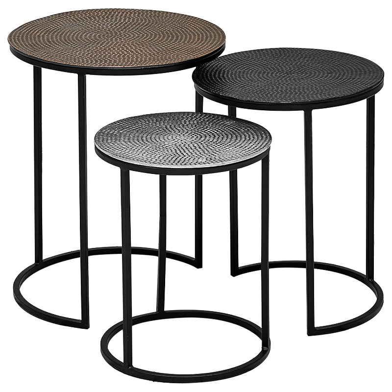 Набор приставных столиков Patrice side table Темная бронза винтаж Черный Набор приставных столиков Patrice side table Темная бронза винтаж Черный в Липецке | Loft Concept