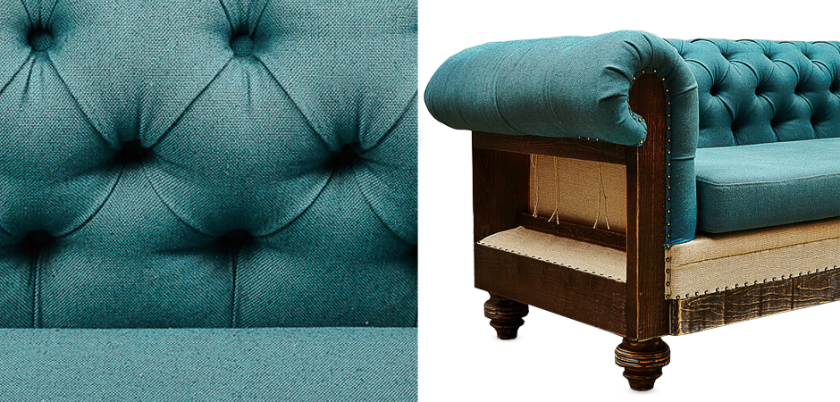 Диван Deconstructed Chesterfield Sofa triple turquoise Linen Диван Deconstructed Chesterfield Sofa triple turquoise Linen - Loft-Concept в Липецке