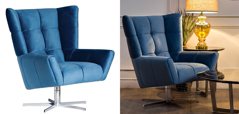 Кресло вращающееся Lord Armchair blue Кресло вращающееся Lord Armchair blue - Loft-Concept в Липецке