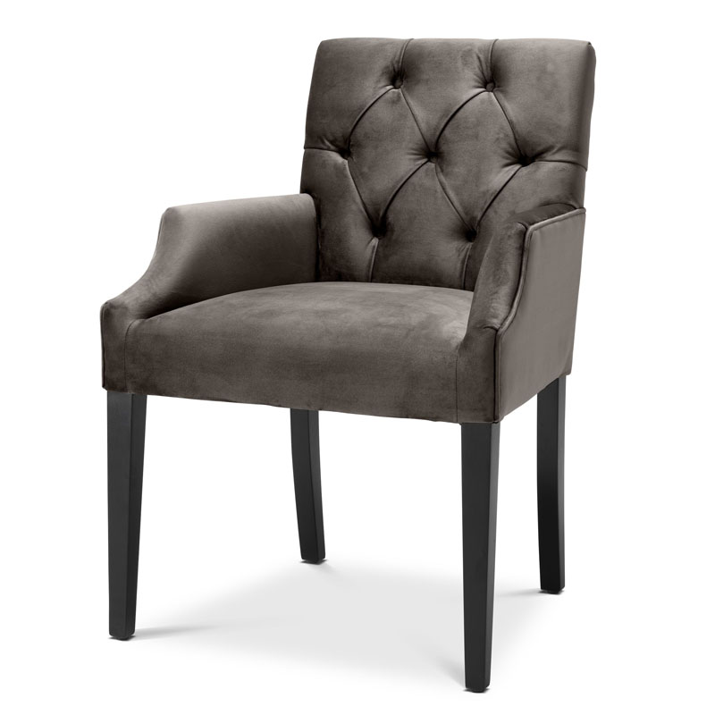 Стул Eichholtz DINING CHAIR ATENA WITH ARM dark Серый Черный Стул Eichholtz DINING CHAIR ATENA WITH ARM dark Серый Черный в Липецке | Loft Concept