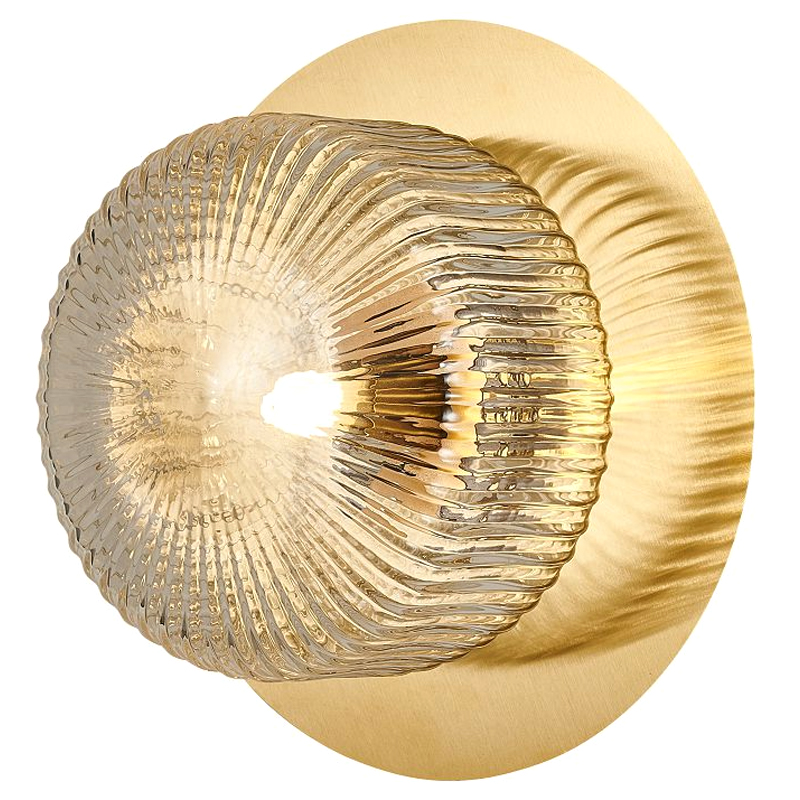 Бра с рельефным плафоном Blown Glass Латунь Прозрачный Бра с рельефным плафоном Blown Glass Латунь Прозрачный в Липецке | Loft Concept