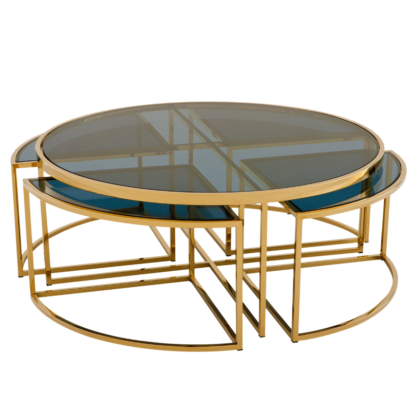 Кофейный стол Eichholtz Coffee Table Padova Gold Золотой Стекло Смок Кофейный стол Eichholtz Coffee Table Padova Gold Золотой Стекло Смок в Липецке | Loft Concept