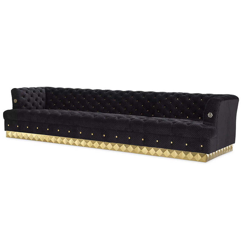 Диван Philipp Plein Sofa Rockstud L Черный Золотой Диван Philipp Plein Sofa Rockstud L Черный Золотой в Липецке | Loft Concept