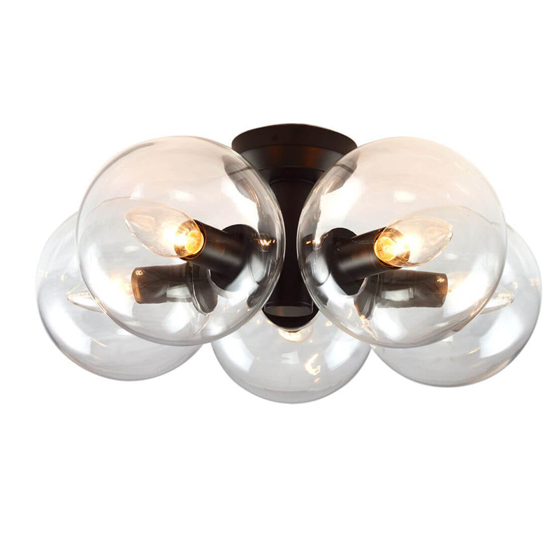 Потолочный светильник Modo 5 Globes Ceiling Lamp 41 Черный Прозрачное Стекло Потолочный светильник Modo 5 Globes Ceiling Lamp 41 Черный Прозрачное Стекло в Липецке | Loft Concept