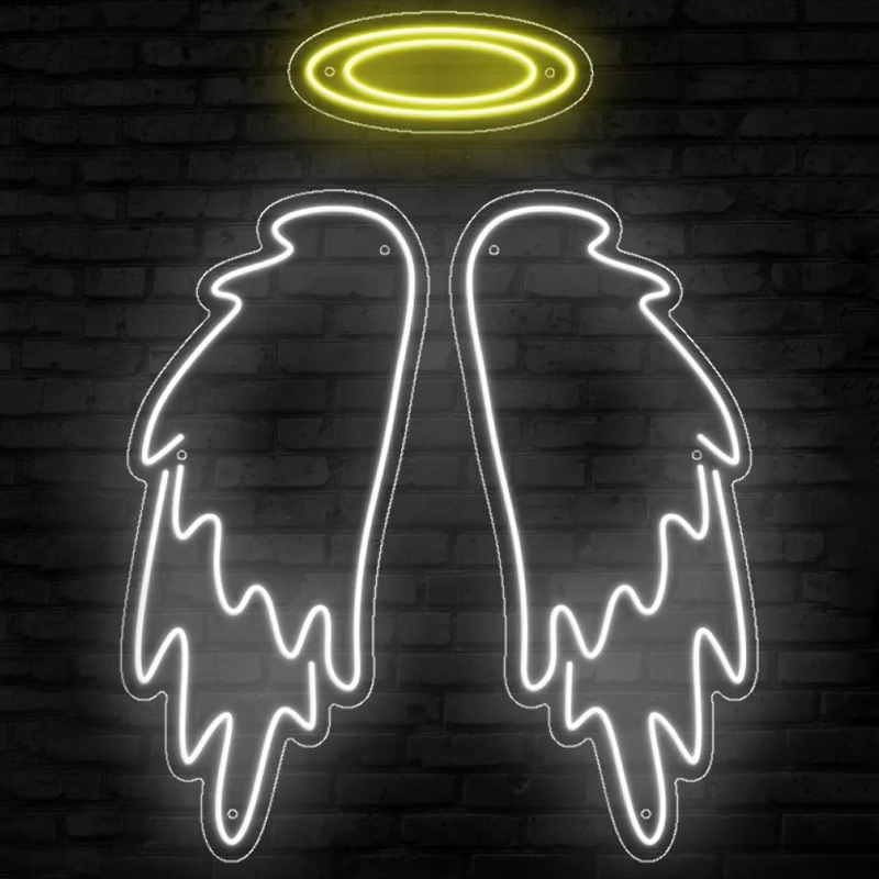 Неоновая настенная лампа White Wings Neon Wall Lamp Прозрачный Белый Желтый Неоновая настенная лампа White Wings Neon Wall Lamp Прозрачный Белый Желтый в Липецке | Loft Concept