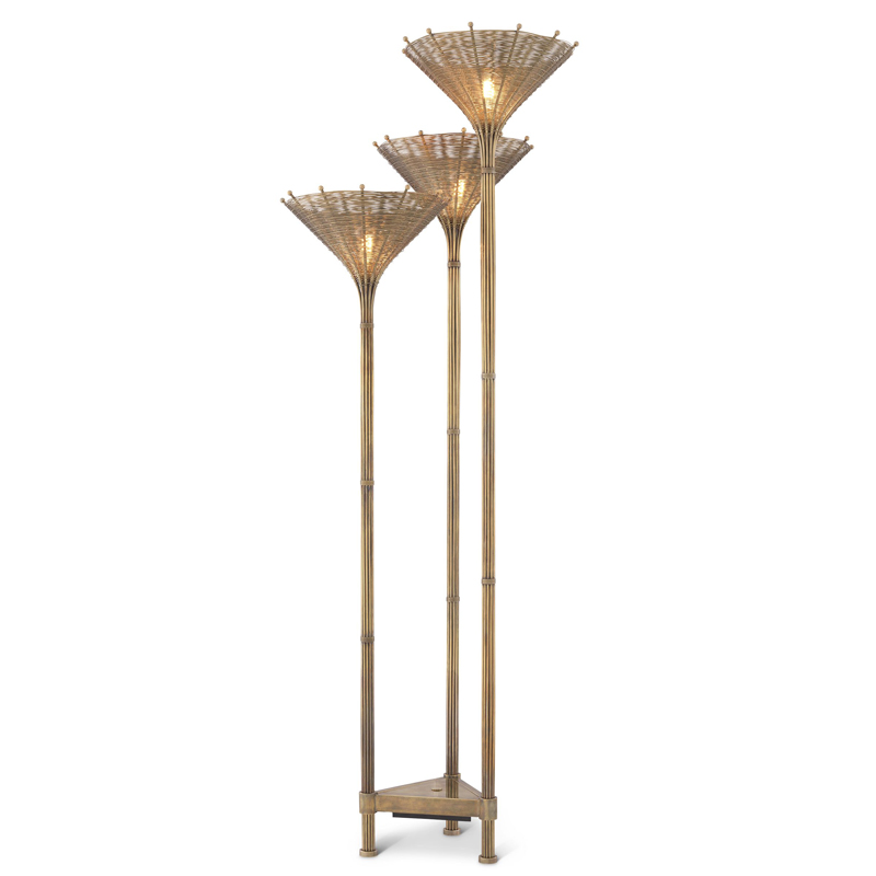 Торшер Eichholtz Floor Lamp Kon Tiki Triple Винтажная латунь Торшер Eichholtz Floor Lamp Kon Tiki Triple Винтажная латунь в Липецке | Loft Concept