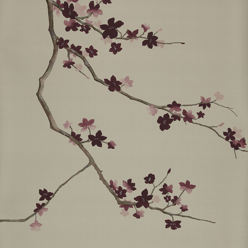 Обои ручная роспись Cherry Tree Special Colourway on Icefield dyed silk Обои ручная роспись Cherry Tree Special Colourway on Icefield dyed silk в Липецке | Loft Concept