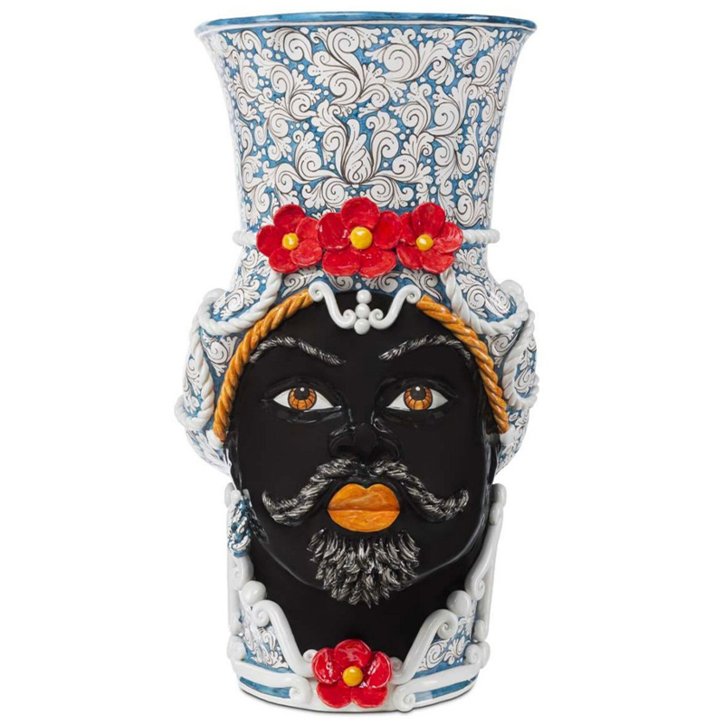 Ваза Vase Moro Man Giant Flower Blue and Red Голубой Черный Красный Мульти Белый Ваза Vase Moro Man Giant Flower Blue and Red Голубой Черный Красный Мульти Белый в Липецке | Loft Concept