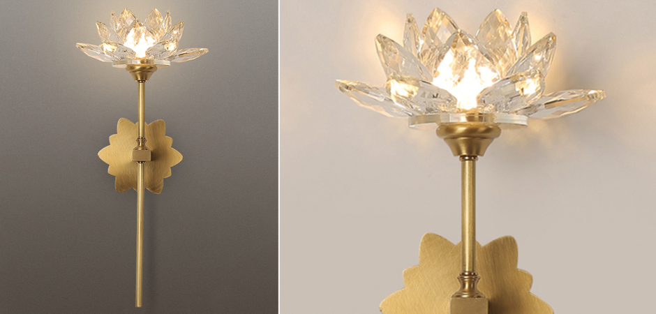 Настенный светильник Хрустальный Цветок Лотоса Lotus flower Wall Clear Glass C Настенный светильник Хрустальный Цветок Лотоса Lotus flower Wall Clear Glass C - Loft-Concept в Липецке