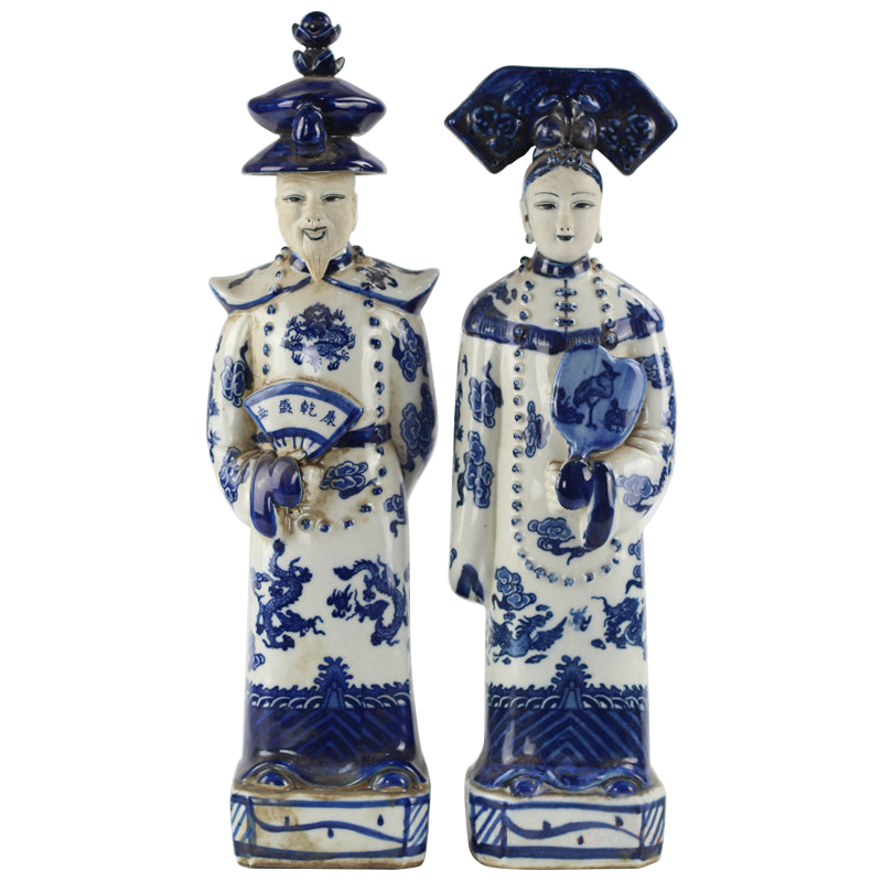 Комплект из двух статуэток Emperor and Empress set 2 Синий Белый Комплект из двух статуэток Emperor and Empress set 2 Синий Белый в Липецке | Loft Concept