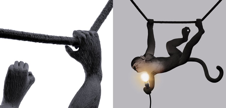 Подвесной светильник Seletti The Monkey Lamp Swing Black Подвесной светильник Seletti The Monkey Lamp Swing Black - Loft-Concept в Липецке