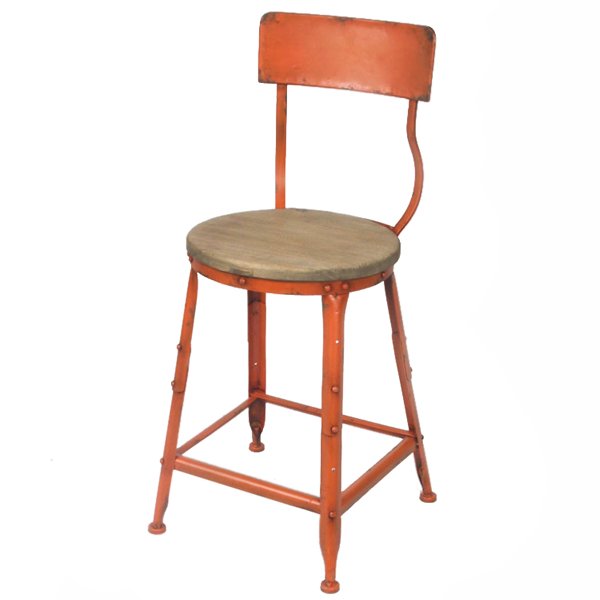 Барный стул Industrial Barstool Vintage Orange Оранжевый Коричневый Барный стул Industrial Barstool Vintage Orange Оранжевый Коричневый в Липецке | Loft Concept
