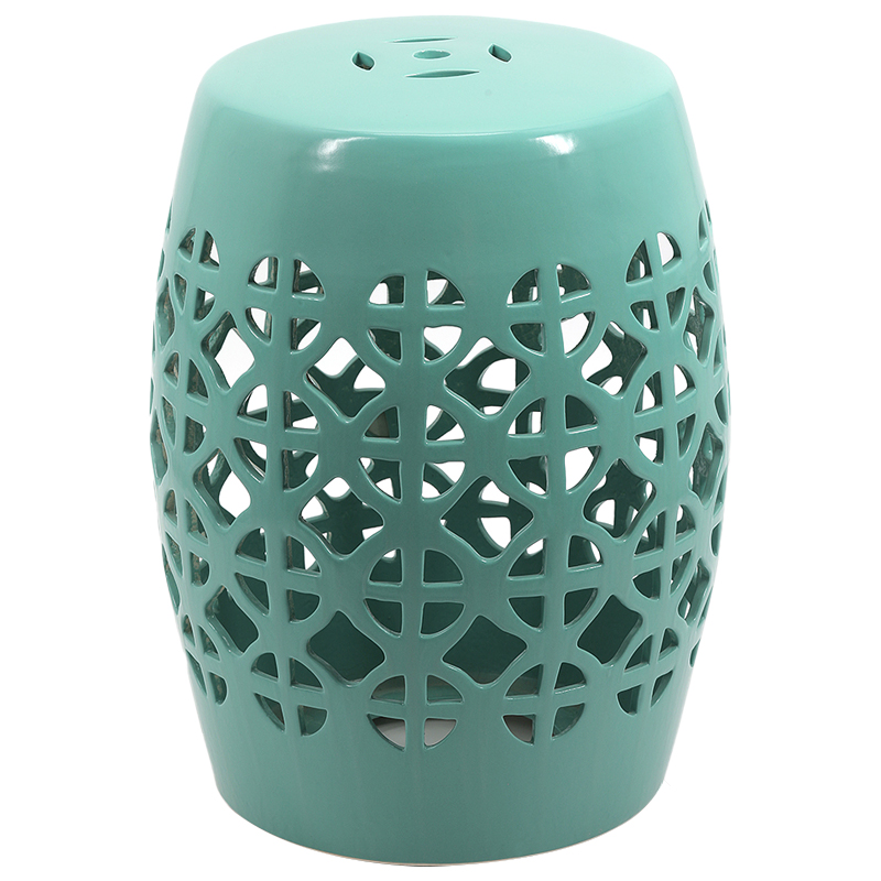 Керамический табурет Geometric Circles Garden Stool - Light Blue Бирюзовый Керамический табурет Geometric Circles Garden Stool - Light Blue Бирюзовый в Липецке | Loft Concept