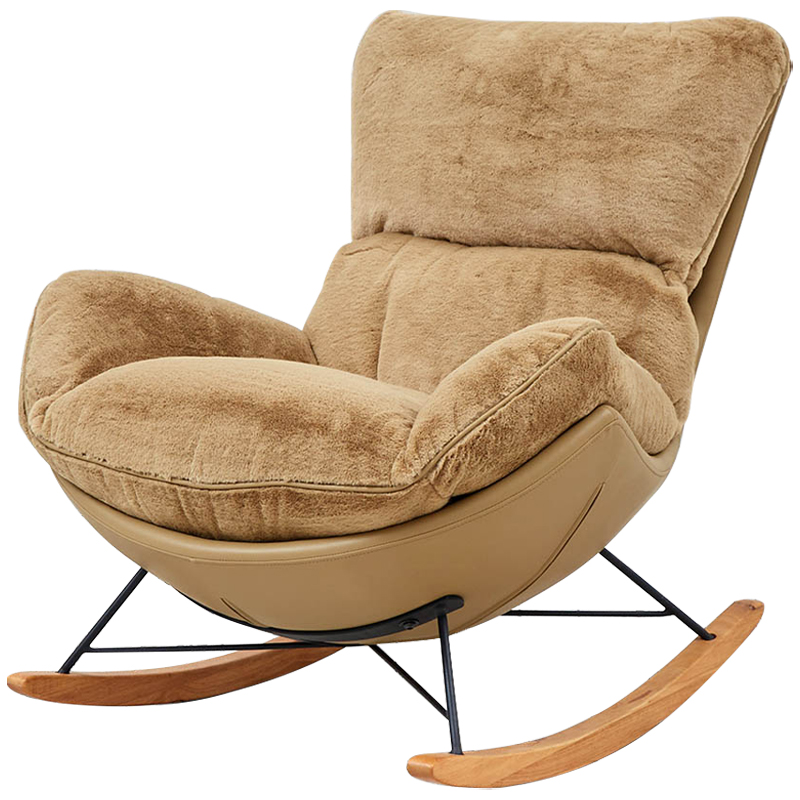 Кресло-качалка Kenneth Rocking Chair Коричневый Бежевый Древесина Кресло-качалка Kenneth Rocking Chair Коричневый Бежевый Древесина в Липецке | Loft Concept