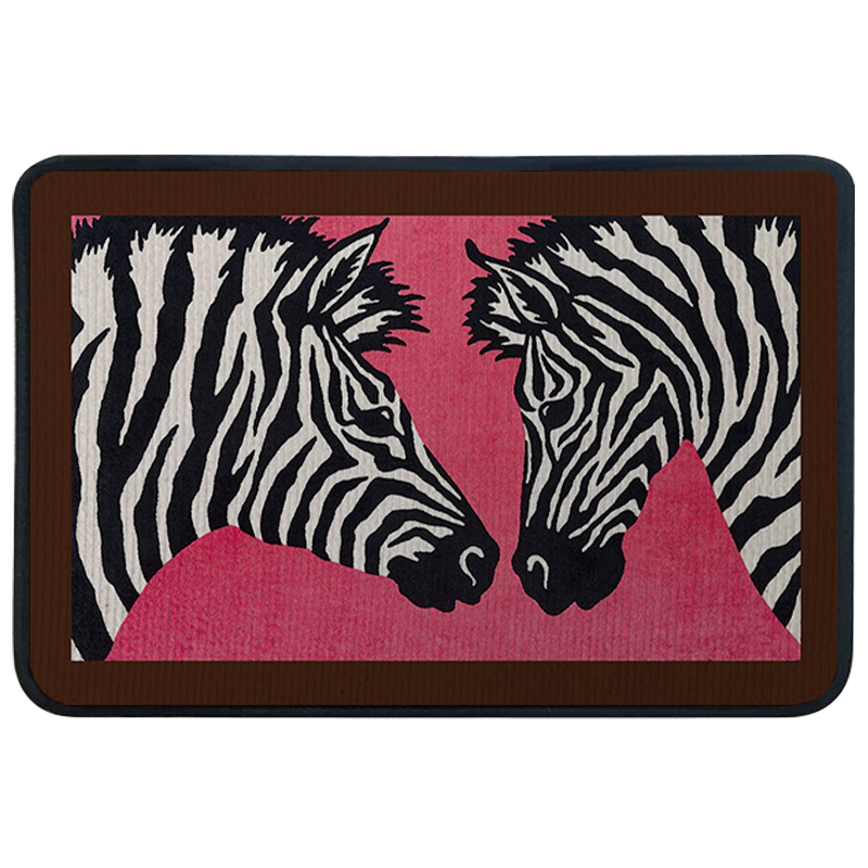 Ковер для прихожей и ванной Hermes Zebra Twins Rug Розовый Черно-белый Ковер для прихожей и ванной Hermes Zebra Twins Rug Розовый Черно-белый в Липецке | Loft Concept