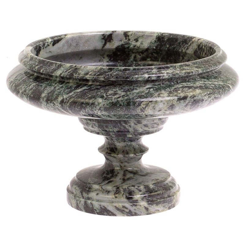 Фруктовница средняя из натурального камня Змеевик Шабровский Natural Stone Fruit Bowls Зеленый Черный в Липецке | Loft Concept 