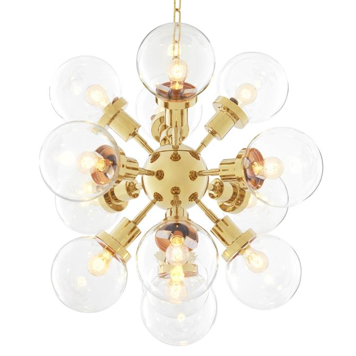 Люстра Chandelier Ludlow Gold Глянцевое золото Прозрачное Стекло Люстра Chandelier Ludlow Gold Глянцевое золото Прозрачное Стекло в Липецке | Loft Concept