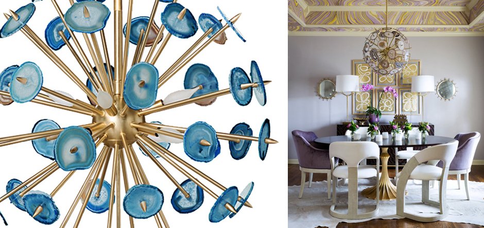 Люстра Agate Burst Chandelier BLUE с синими агатами Люстра Agate Burst Chandelier BLUE с синими агатами - Loft-Concept в Липецке