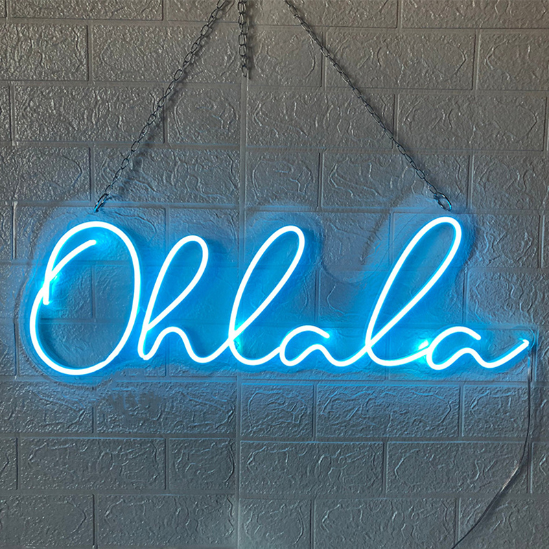 Неоновая настенная лампа Oh La La Neon Wall Lamp Синий Прозрачный Синий в Липецке | Loft Concept 