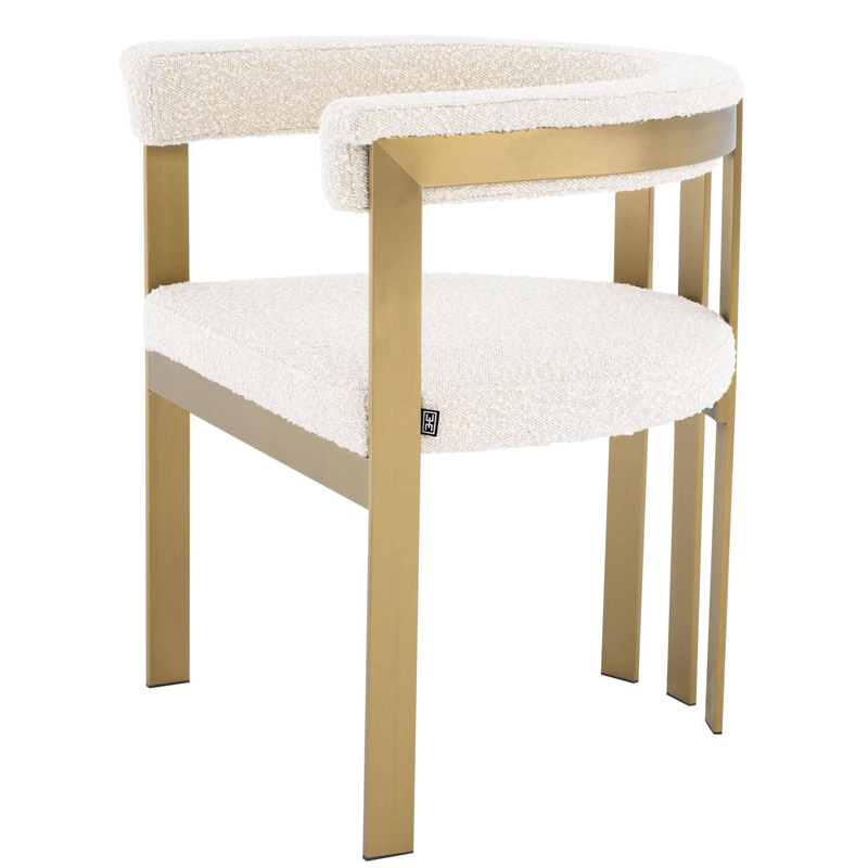 Стул Eichholtz Dining Chair Clubhouse boucle cream Кремовый Латунь Стул Eichholtz Dining Chair Clubhouse boucle cream Кремовый Латунь в Липецке | Loft Concept