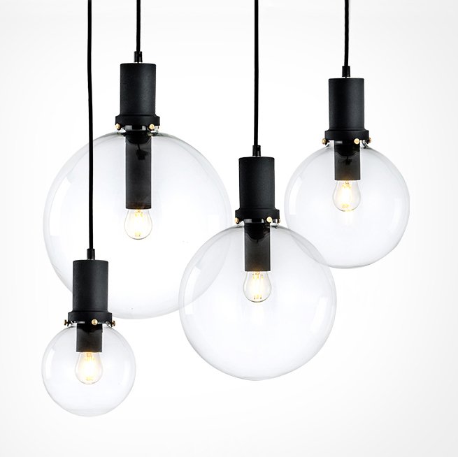 Подвесной светильник Glass Globe Black Прозрачное Стекло Черный Подвесной светильник Glass Globe Black Прозрачное Стекло Черный в Липецке | Loft Concept