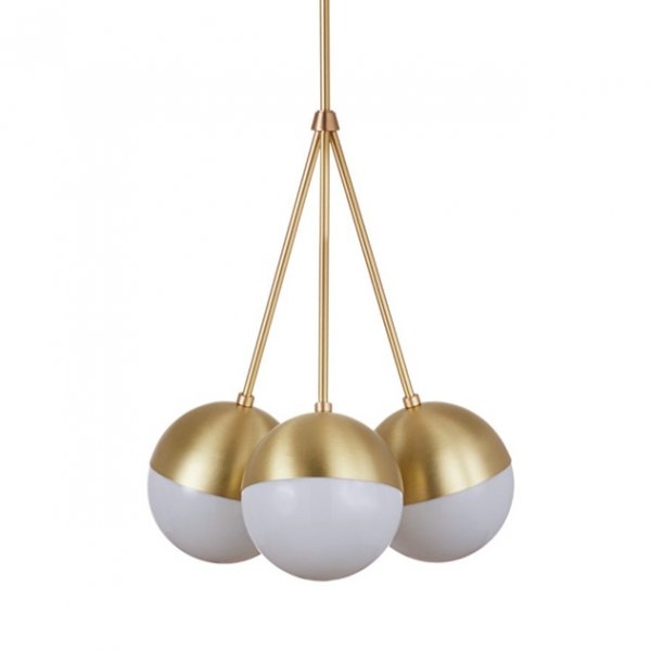 Подвесной светильник Copper Light Chandelier 3 Белый Латунь Подвесной светильник Copper Light Chandelier 3 Белый Латунь в Липецке | Loft Concept
