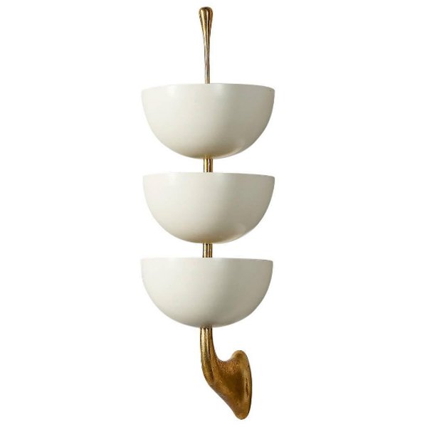 Бра Stilnovo Rare Pair of Stamped Sconces Белый Золотой Бра Stilnovo Rare Pair of Stamped Sconces Белый Золотой в Липецке | Loft Concept