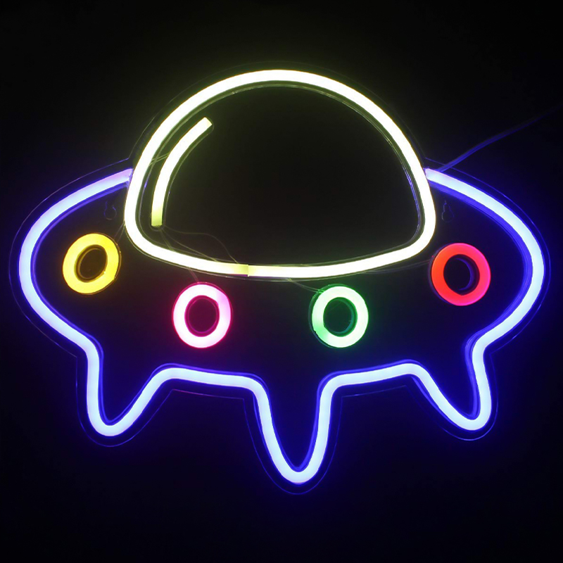 Неоновая настенная лампа Small Spaceship Neon Wall Lamp Мульти Неоновая настенная лампа Small Spaceship Neon Wall Lamp Мульти в Липецке | Loft Concept