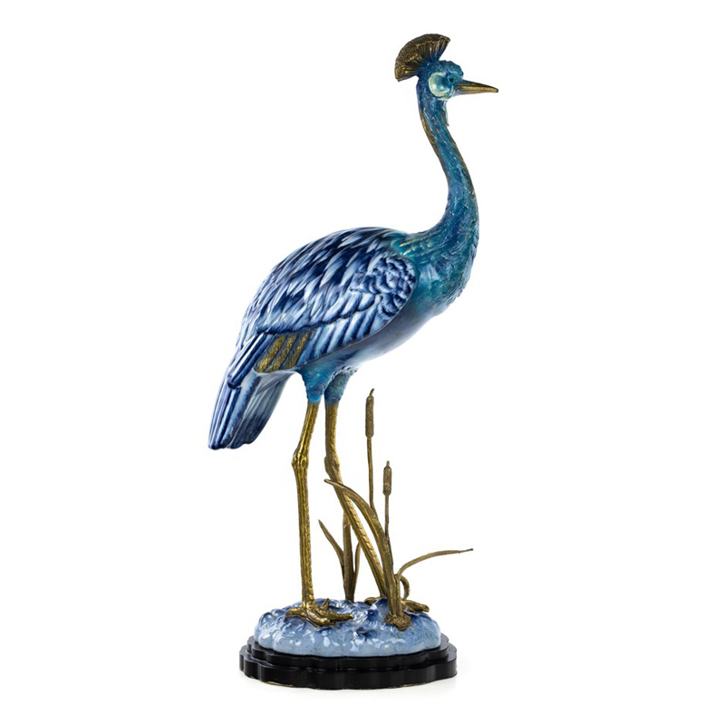 Статуэтка Crane Figurine Белый Синий Бронза Статуэтка Crane Figurine Белый Синий Бронза в Липецке | Loft Concept