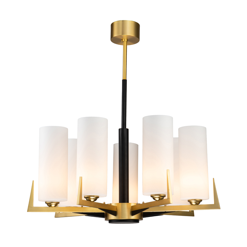 Люстра Benoit Chandelier 75 Латунь Белое матовое стекло Черный Люстра Benoit Chandelier 75 Латунь Белое матовое стекло Черный в Липецке | Loft Concept