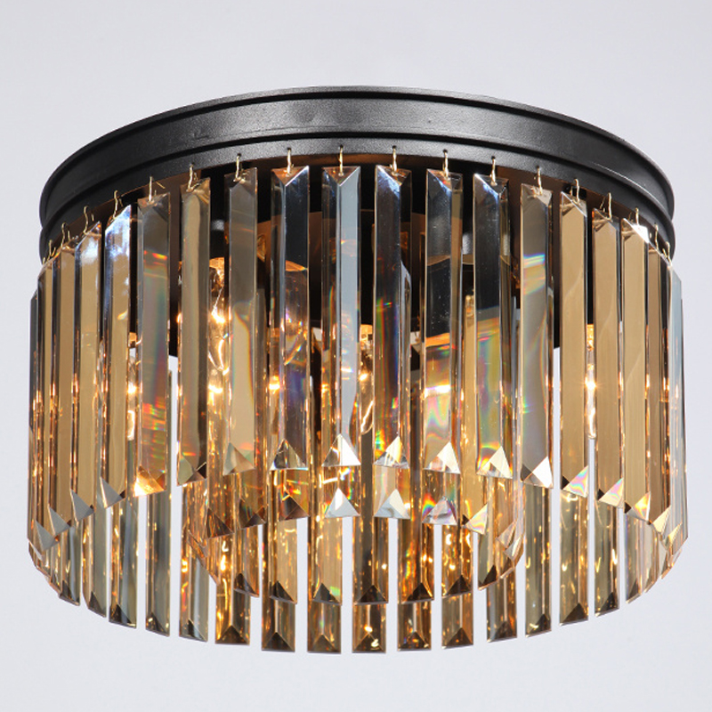 Потолочный светильник ODEON Amber GLASS Prism Round 2-TIER 40 см Черный Потолочный светильник ODEON Amber GLASS Prism Round 2-TIER 40 см Черный в Липецке | Loft Concept