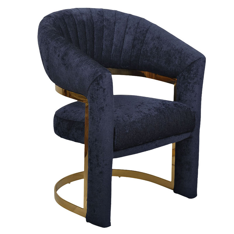 Полукресло Valbonne Chair blue velour Синий Глянцевое золото Полукресло Valbonne Chair blue velour Синий Глянцевое золото в Липецке | Loft Concept