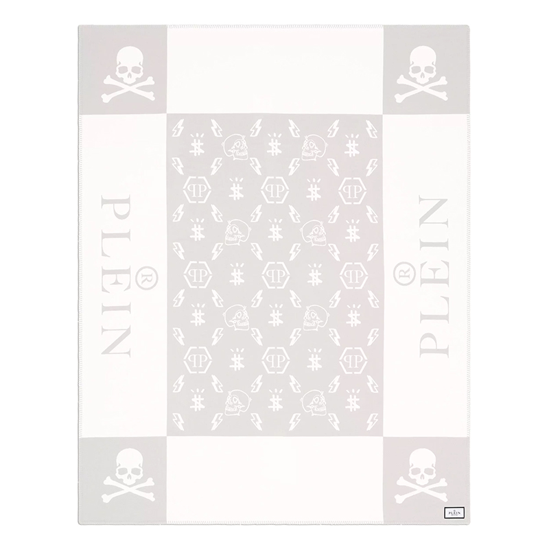 Плед Philipp Plein Plaid Cashmere Skull Grey Серый Белый Плед Philipp Plein Plaid Cashmere Skull Grey Серый Белый в Липецке | Loft Concept