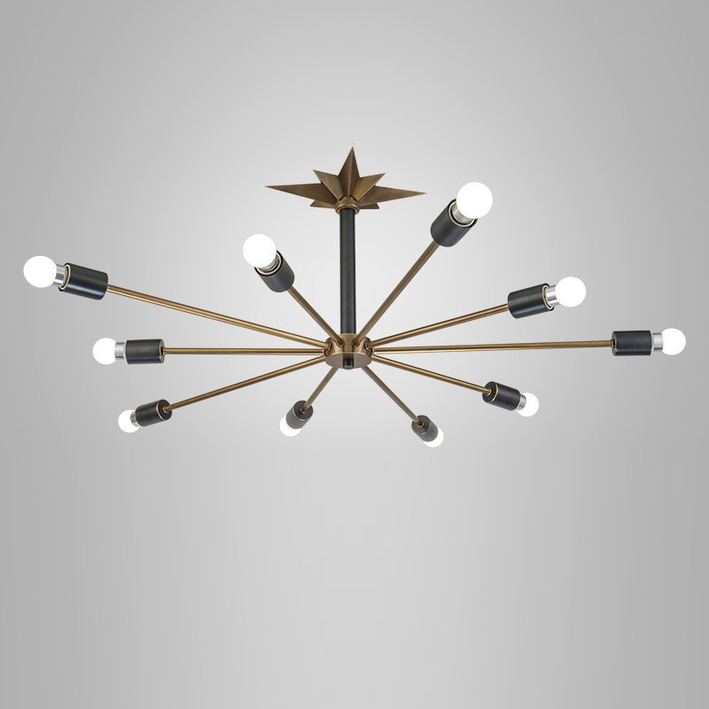 Люстра Base Star Chandelier Латунь Античная полированная Черный Люстра Base Star Chandelier Латунь Античная полированная Черный в Липецке | Loft Concept