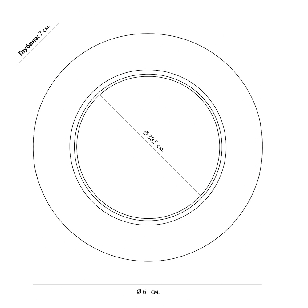 Чёрное настенное зеркало с золотым кантом Porunalia в Липецке